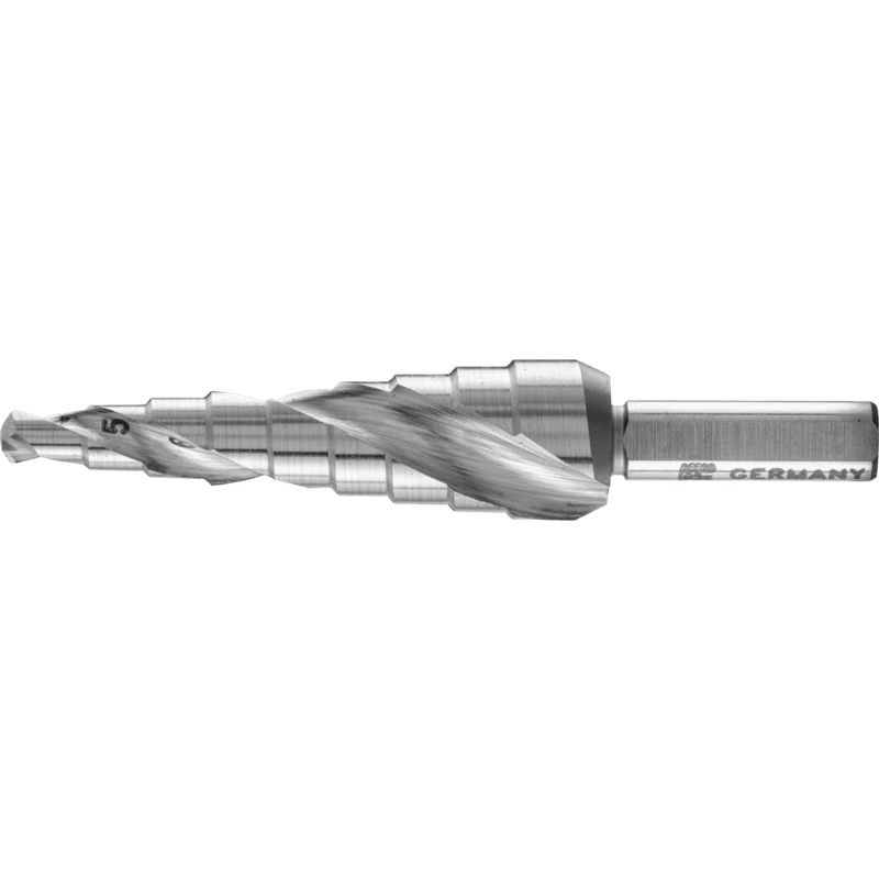 PFERD  Wiertło stopniowe HSSE Co5, 9 stopni wiercenia, Ø 4–12 mm 3-płaszczyznowy trzpień o średnicy 6 mm