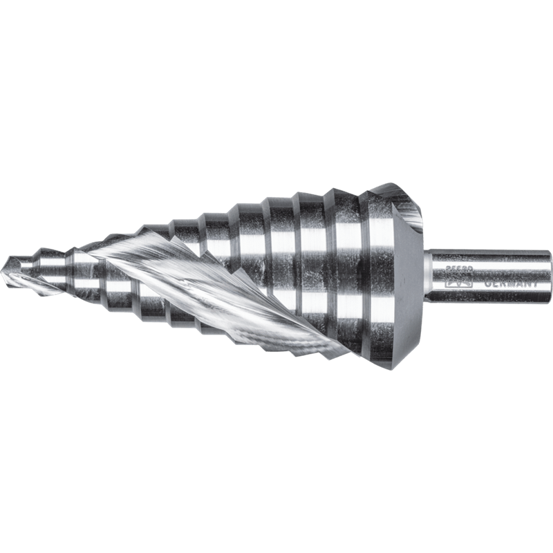 PFERD  Wiertło stopniowe HSSE Co5, 12 stopni wiercenia, Ø 6–37 mm 3-płaszczyznowy trzpień o średnicy 10 mm