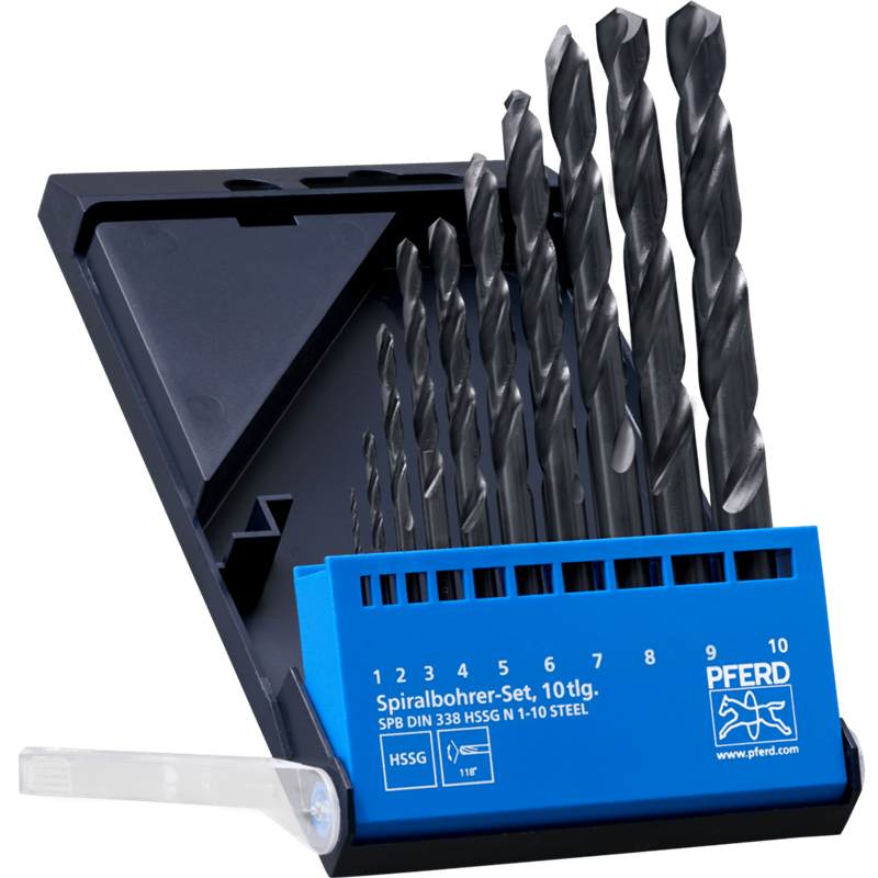 PFERD  Zestaw wierteł spiralnych 10-częściowy STEEL HSSG N DIN 338, uniwersalne