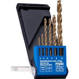 PFERD  Zestaw wierteł spiralnych 6-częściowy INOX HSSE N DIN 338 do materiałów ciągliwych i twardych