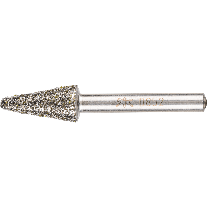 PFERD  Diamentowa ściernica stożkowa 12 x 25 x 6 mm D852 do szlifowania żeliwa szarego i sferoidalnego