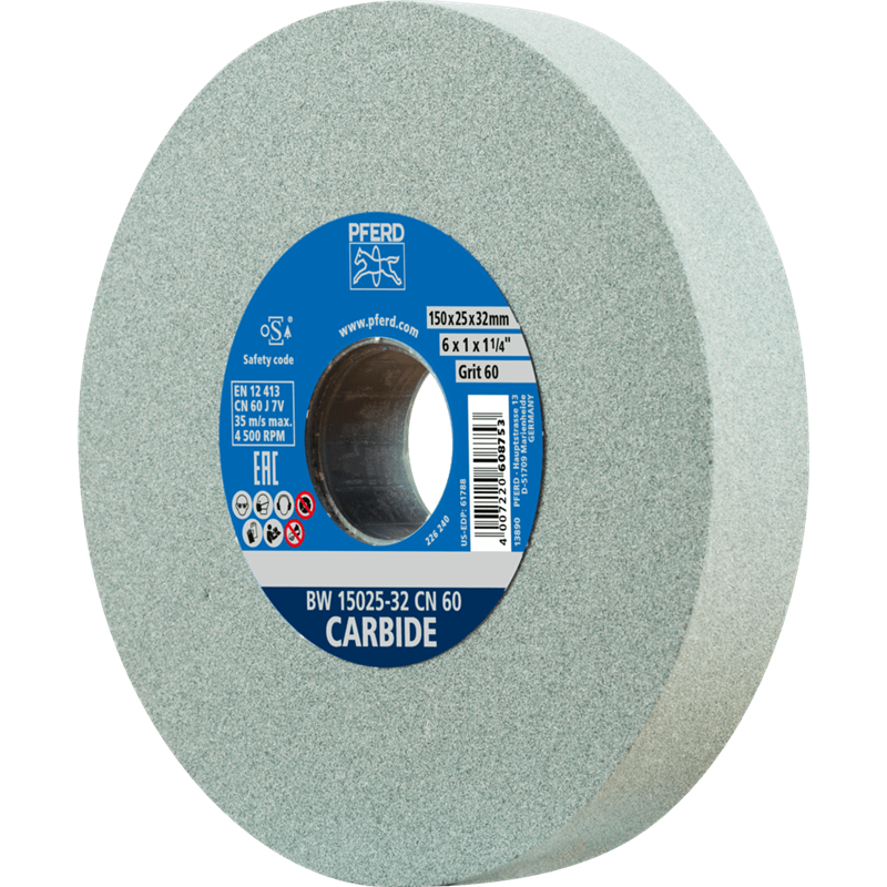 PFERD  Kamień szlifierski Ø 150 x 25 mm otwór Ø 32 mm C60 do materiałów twardych, np. stopów twardych