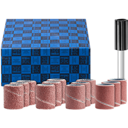 PFERD  Zestaw opasek ściernych 13-częściowy Korund Ø10 x 20 mm A60,80,150,240 z uchwytem trzpień Ø6 mm
