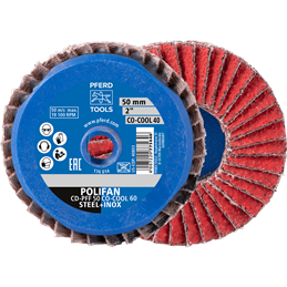 PFERD  COMBIDISC Mini-POLIFAN z ziarnem ceramicznym CDR Ø 50 mm CO-COOL60 do stali i stali szlachetnej