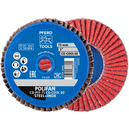 PFERD  COMBIDISC Mini-POLIFAN z ziarnem ceramicznym CDR Ø 75 mm CO-COOL40 do stali i stali szlachetnej