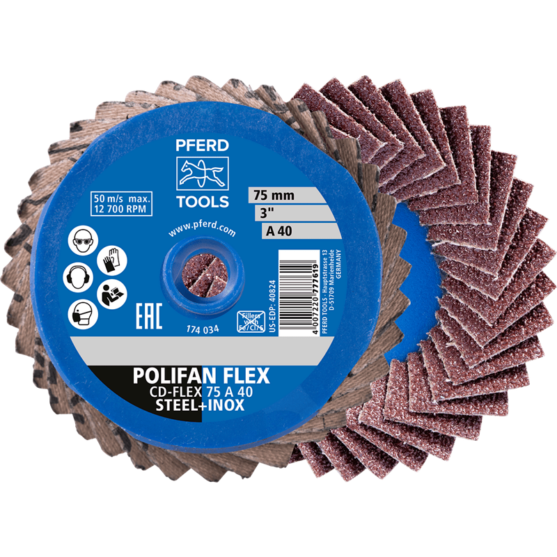 PFERD  COMBIDISC Mini-POLIFAN korundowy CD Ø 75 mm A120 do zastosowań uniwersalnych