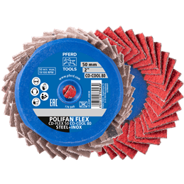 PFERD  COMBIDISC Mini-POLIFAN elastyczny z ziarnem ceramicznym CDR Ø 50 mm CO-COOL120 do stali i stali szlachetnej