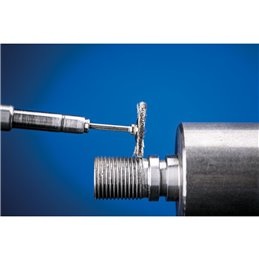 PFERD  Miniaturowa szczotka tarczowa RBU Ø22 x 2 mm trzpień Ø3 mm drut ze stali nierdzewnej Ø0,10
