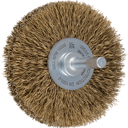 PFERD  Szczotka tarczowa niepleciona RBU Ø 70 x 15 mm, Ø trzonka6 mm stalowy drut pleciony mosiądzowany Ø 0,25 mm