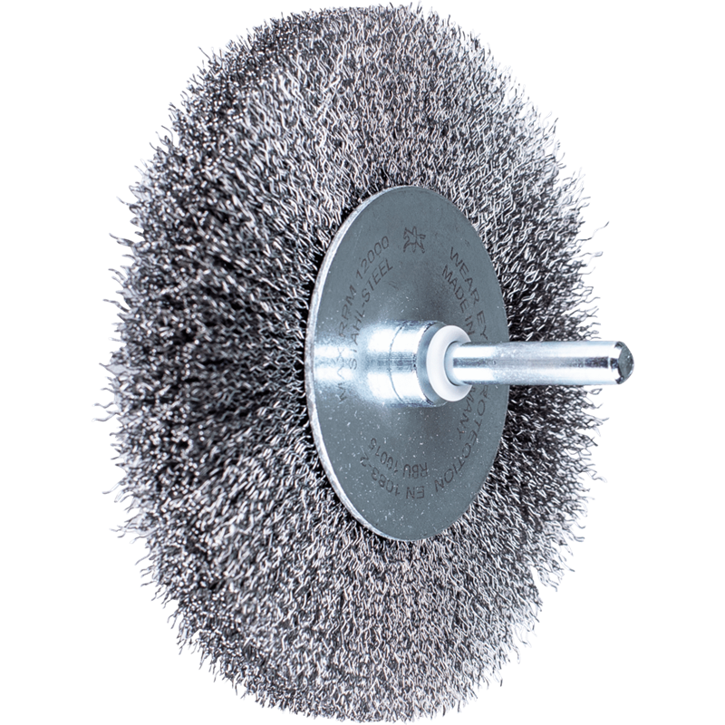 PFERD  Szczotka tarczowa niepleciona RBU Ø100 x 15 mm trzpień Ø6 mm drut stalowy Ø0,20