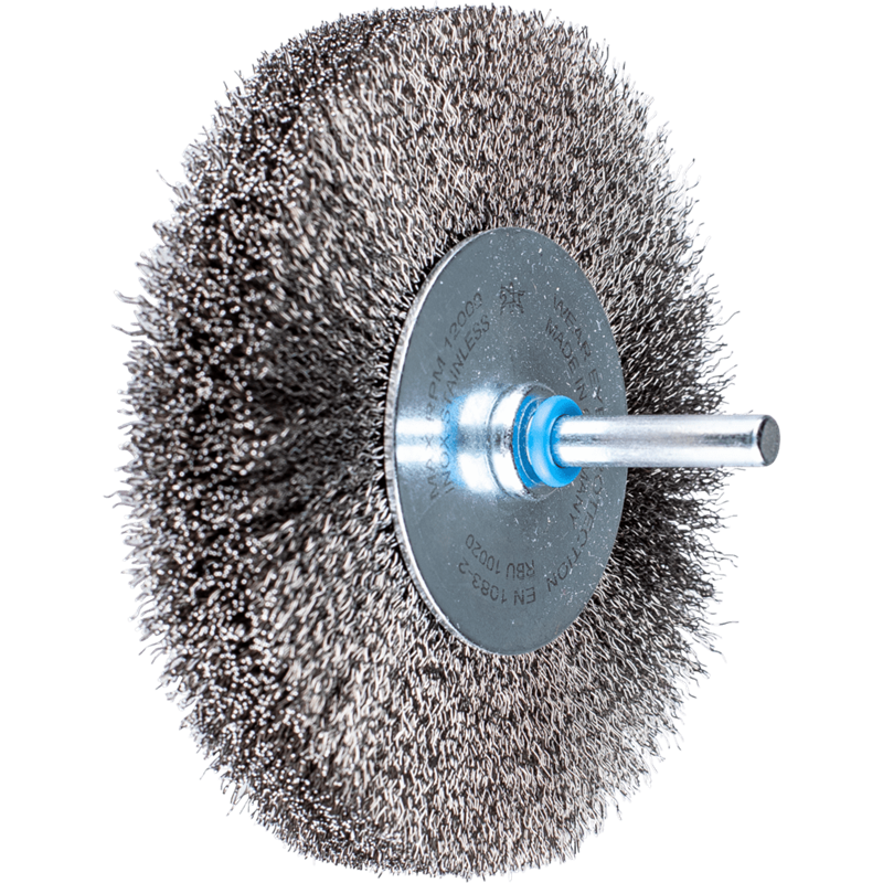 PFERD  Szczotka tarczowa niepleciona RBU Ø100 x 20 mm trzpień Ø6 mm drut ze stali nierdzewnej Ø0,20