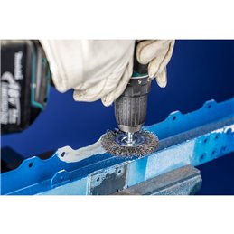 PFERD  Szczotka tarczowa niepleciona POS RBU Ø70 x 15 mm trzpień Ø6 mm drut ze stali nierdzewnej Ø0,30