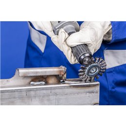 PFERD  Szczotka tarczowa pleciona POS RBG Ø76 x 6 mm trzpień Ø6 mm drut ze stali nierdzewnej Ø0,35