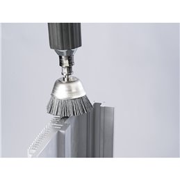 PFERD  Szczotka garnkowa niepleciona INOX-TOTAL RBUIT, Ø 50 mm, Ø trzonka 6 mm, włókno SiC Ø 0,90 mm, ziarno 180