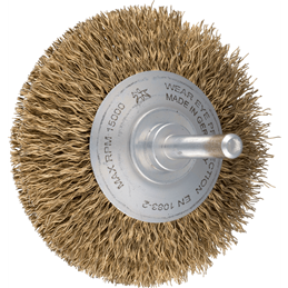 PFERD  Szczotka stożkowa niepleciona KBU, Ø 70 x 10 mm, Ø trzonka 6 mm, stalowy drut pleciony mosiądzowany Ø 0,25 mm