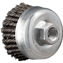 PFERD  Szczotka garnkowa POS 2-rzędowa pleciona TBG HD Ø 65 mm M14, drut stalowy Ø 0,50 mm, do szlifierki kątowej