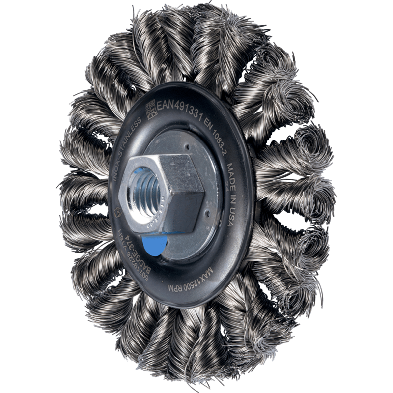 PFERD  POS COMBITWIST szczotka okrągła pleciona RBG HD Ø 115 x 12 mm M14 drut ze stali szlachetnej Ø 0,35 mm do szlifierek kątow