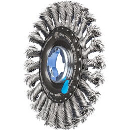 PFERD  Szczotka tarczowa pleciona RBG Ø 115 x 12 otwór 22,2 mm / X-LOCK drut ze stali nierdzewnej Ø 0,50 mm do szlifierki kątowe