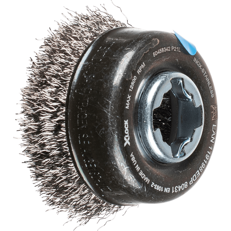 PFERD  Szczotka garnkowa niepleciona TBU Ø60, otwór 22,2 mm/X-LOCK drut ze stali szlachetnej Ø0,30 do szlifierki kątowej