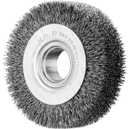 PFERD  POS szczotka okrągła szeroka niepleciona RBU Ø 80 x 20 x różne otwory, drut stalowy Ø 0,15, do szlifierek stacjonarnych