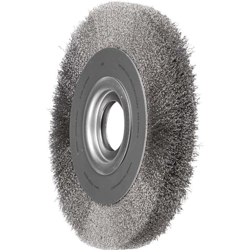 PFERD  Szczotka tarczowa szeroka niepleciona RBU Ø 250 x 30x różne otwory drut ze stali nierdzewnej Ø 0,20 szlifierka stacjonarn
