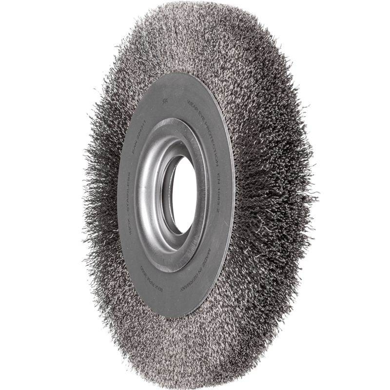 PFERD  Szczotka tarczowa szeroka niepleciona POS RBU Ø 250 x 30x różne otwory drut ze stali nierdzewnej Ø 0,30 szlifierka stacjo
