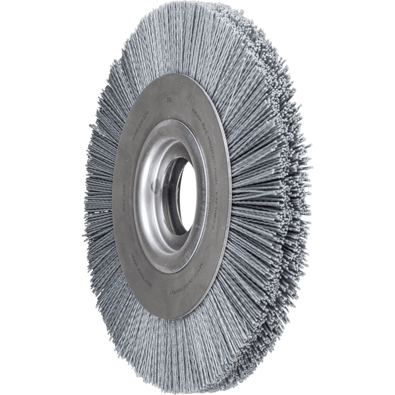 PFERD  Szczotka tarczowa szeroka niepleciona RBU Ø 250 x 30x różne otwory włókno SiC Ø 1,10 mm ziarno 120 szlifierka stacjonarna
