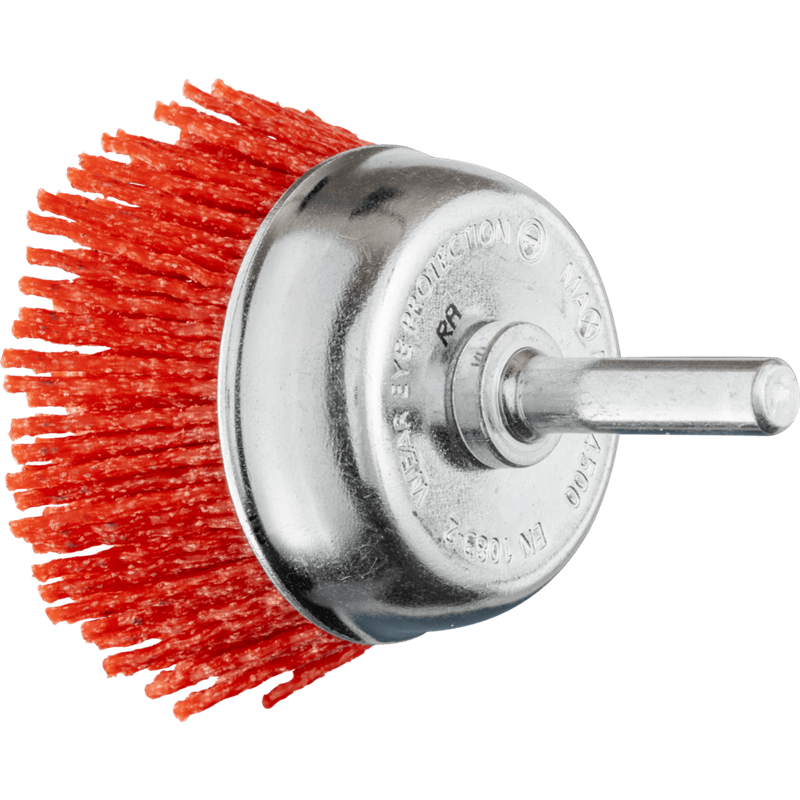 PFERD  Szczotka garnkowa niepleciona TBU Ø 50 mm trzpień Ø 6 mm włókno RED Ø 1,27 ziarno 80 do wiertarek (1)