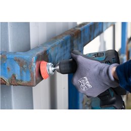 PFERD  Szczotka garnkowa niepleciona TBU Ø 50 mm trzpień Ø 6 mm włókno RED Ø 1,27 ziarno 80 do wiertarek (1)