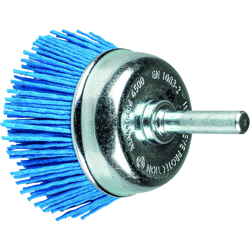 PFERD  Szczotka garnkowa niepleciona TBU Ø 50 mm trzpień Ø 6 mm włókno BLUE Ø 1,10 mm ziarno 180 wiertarki