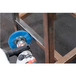 PFERD  Szczotka tarczowa niepleciona RBU Ø100 mm trzpień Ø6 mm włókno BLUE Ø1,10 mm ziarno 180 do wiertarek