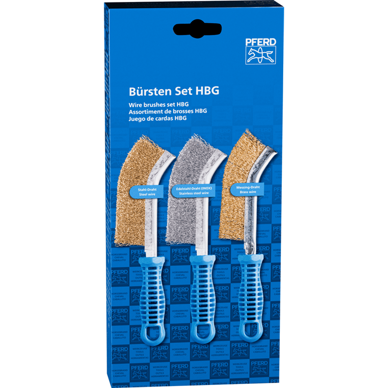 PFERD  Zestaw szczotek POS HBG 1-rzędowa z drutem ze stali nierdzewnej, stali i mosiądzu o średnicy 0,30