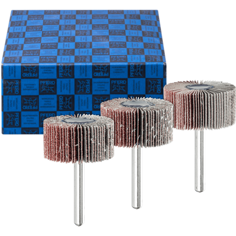 PFERD  Zestaw ściernic wachlarzowych 3-częściowy Korund Ø 40 x 20 mm, trzpień Ø 6 mm A60, 80, 120 do szlifu dokładnego i wykończ