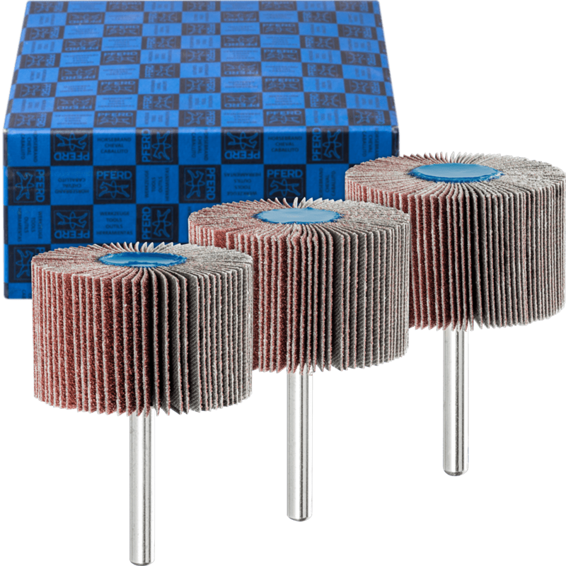 PFERD  Zestaw ściernic wachlarzowych 3-częściowy Korund Ø 50 x 30 mm, trzpień Ø 6 mm A60, 80, 120 do szlifu dokładnego i wykończ