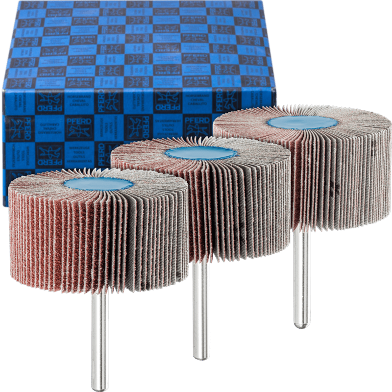 PFERD  Zestaw ściernic wachlarzowych 3-częściowy Korund Ø 60 x 30 mm, trzpień Ø 6 mm A60, 80, 120 do szlifu dokładnego i wykończ