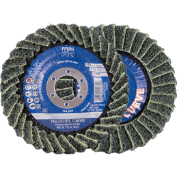 PFERD  Tarcza lamelowa POLIVLIES-CURVE PVL-R, korund, Ø 115 mm, otwór 22,23 mm A240M, do szlifu dokładnego o najwyższej wydajnoś