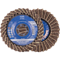 PFERD  Tarcza lamelowa POLIVLIES-CURVE PVL-R, korund, Ø 125 mm, otwór 22,23 mm A100G, do szlifu dokładnego o najwyższej wydajnoś