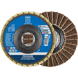 PFERD  Ściernica włókninowa POLIVLIES PVL Korund Ø 125 mm otwór 22,23 mm / X-LOCK A100G do szlifu dokładnego