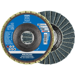 PFERD  Ściernica włókninowa POLIVLIES PVL Korund Ø 125 mm otwór 22,23 mm / X-LOCK A240F do szlifu dokładnego