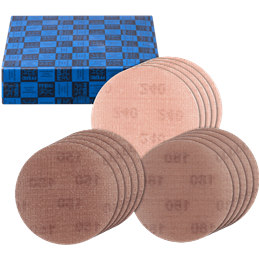 PFERD  Zestaw siatkowych wykrojów ściernych na rzep drobnych, 15-częściowy, Ø 150 A150,180,240, bez pyłu przy użyciu szlifierki 