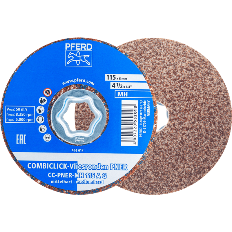 PFERD  Prasowany wykrój włókninowy COMBICLICK CC PNER Ø 115 mm średnio twardy A gruboziarnisty do wykańczania 