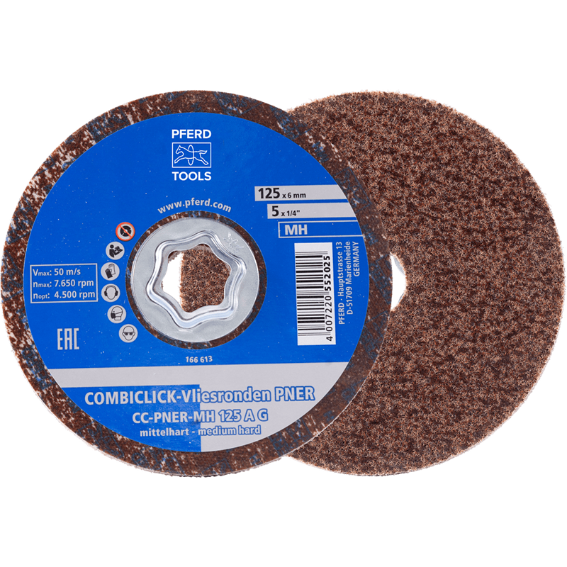 PFERD  Prasowany wykrój włókninowy COMBICLICK CC PNER Ø 125 mm średnio twardy A gruboziarnisty do wykańczania 