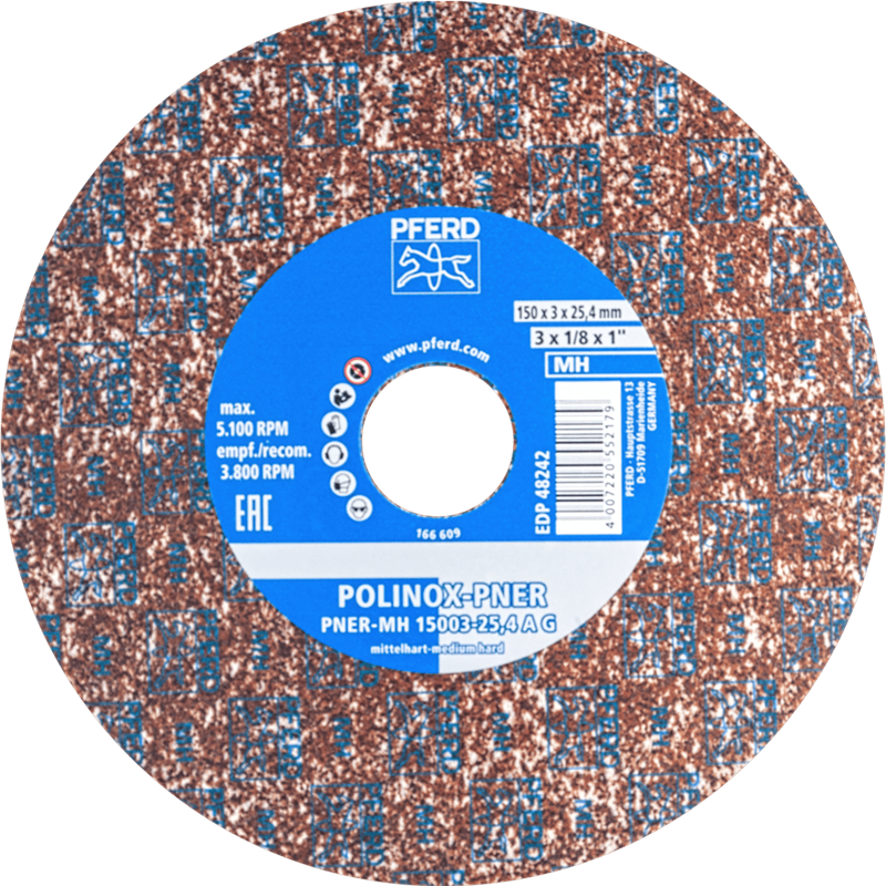 PFERD  Dysk z włókniny prasowanej POLINOX PNER Ø 150 x 3 mm do otworu o średnicy 25,4 mm, średnio twardy A gruboziarnisty do wyk