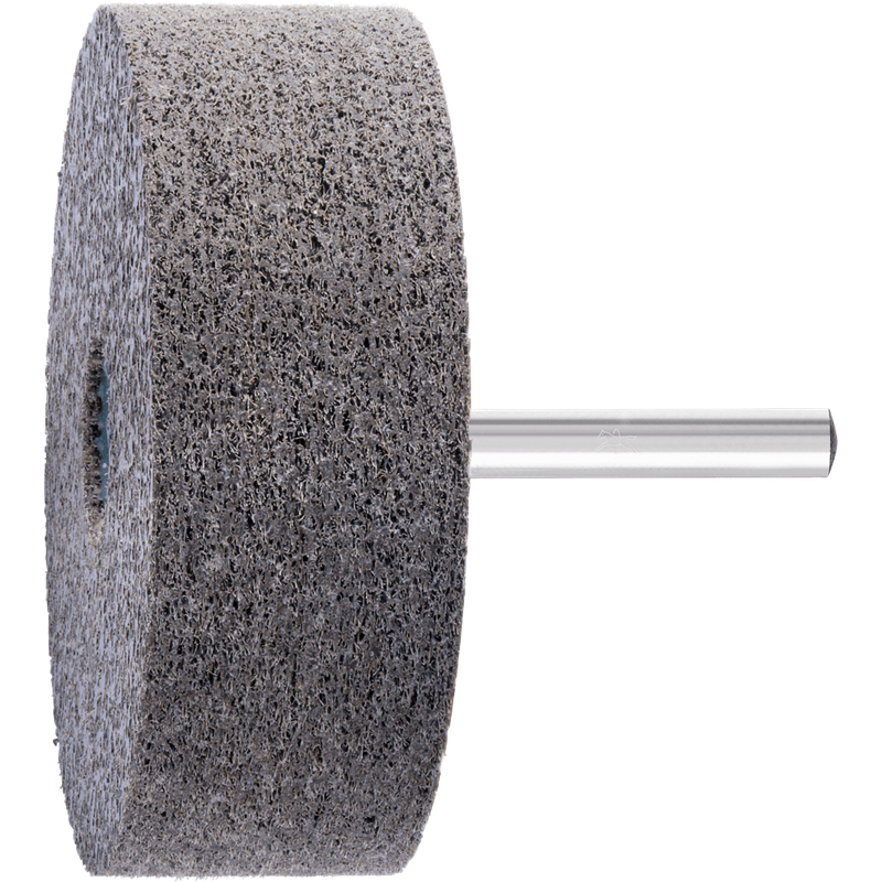 PFERD  Włókn. ściernica trzp. z włókniny pras. POLINOX, kształt walcowy PNER, Ø75x25mm, Øtrzonka 6mm, twarda A, gruboziarnista, 