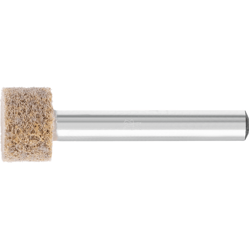 PFERD  Włókn. ściernica trzp. z włókniny pras. POLINOX, kształt walcowy PNER, Ø15x10mm, Øtrzonka 3mm, twarda A, gruboziarnista, 