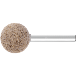 PFERD  Włókn. ściernica trzp. z włókniny prasowanej POLINOX, kształt kulisty PNER, Ø25mm, Øtrzonka 6mm, twarda A, gruboziarnista