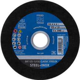 PFERD  Ściernica tarczowa do cięcia EHT 125 x 1,0 x 22,23 mm prosta linia wydajna SG CLASSIC STEELOX do stali/stali szlachetnej