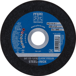 PFERD  Ściernica tarczowa do cięcia EHT 125 x 1,6 x 22,23 mm prosta linia wydajna SG CLASSIC STEELOX do stali/stali szlachetnej