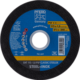 PFERD  Ściernica tarczowa do cięcia EHT 115 x 1,0 x 22,23 mm prosta linia uniwersalna PSF CLASSIC STEELOX do stali/stali szlache