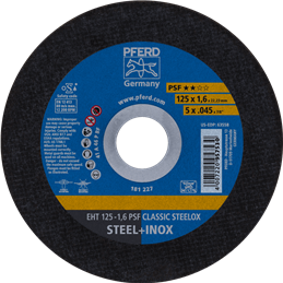 PFERD  Ściernica tarczowa do cięcia EHT 125 x 1,6 x 22,23 mm prosta linia uniwersalna PSF CLASSIC STEELOX do stali/stali szlache